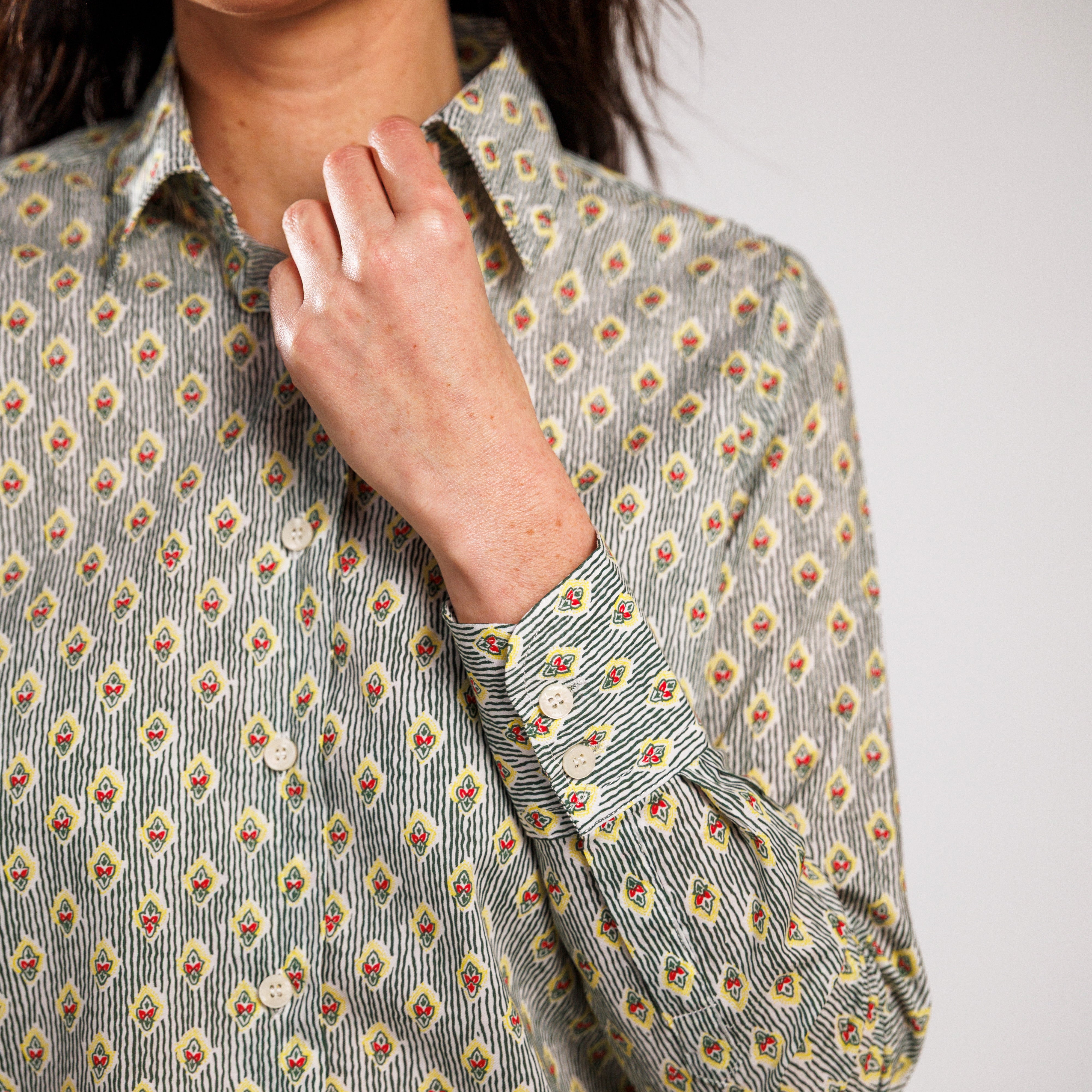 CHEMISIER CAMISO CALISSON RAYE Olive