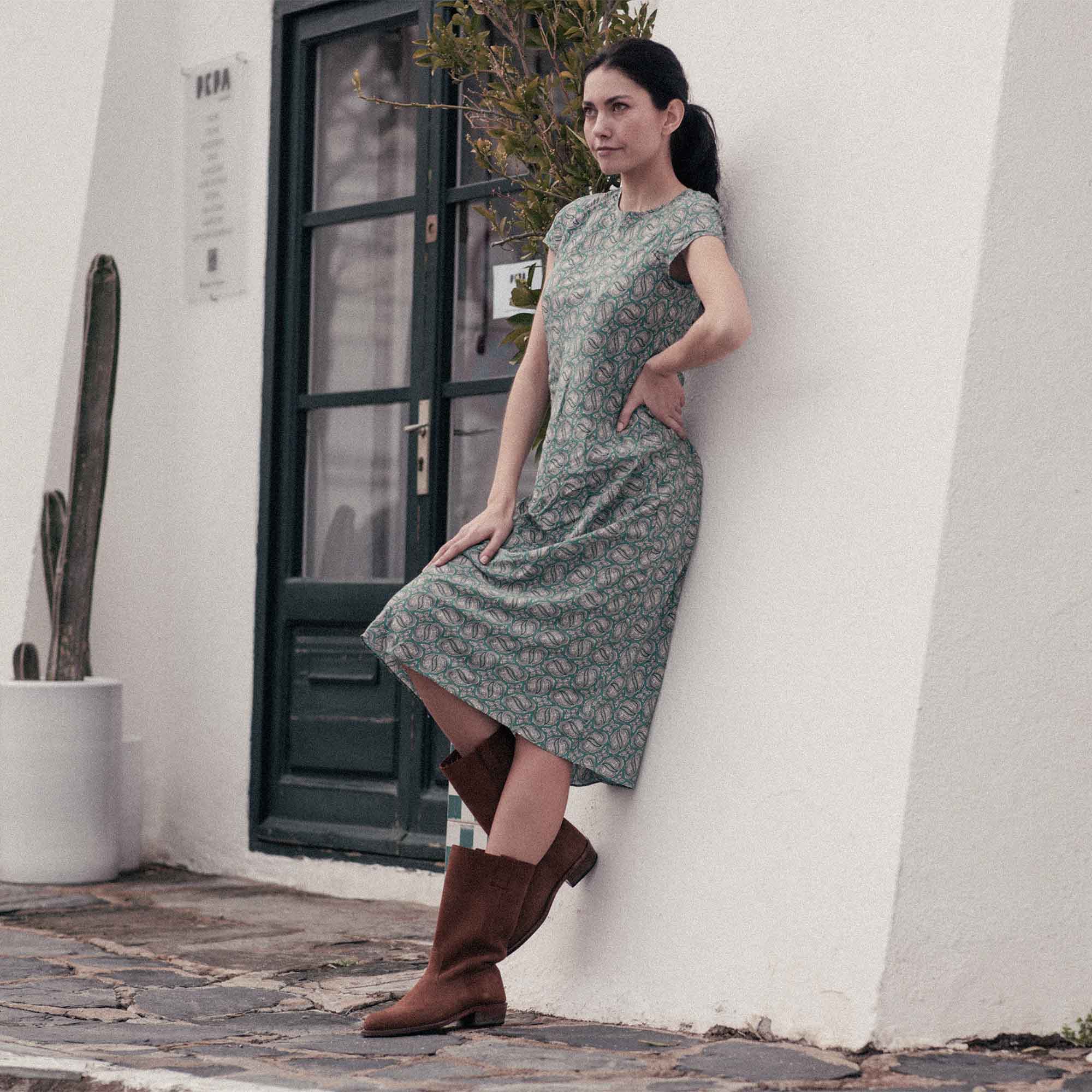 ROBE CORDELLES PAISLEY ANCIEN VERT JADE