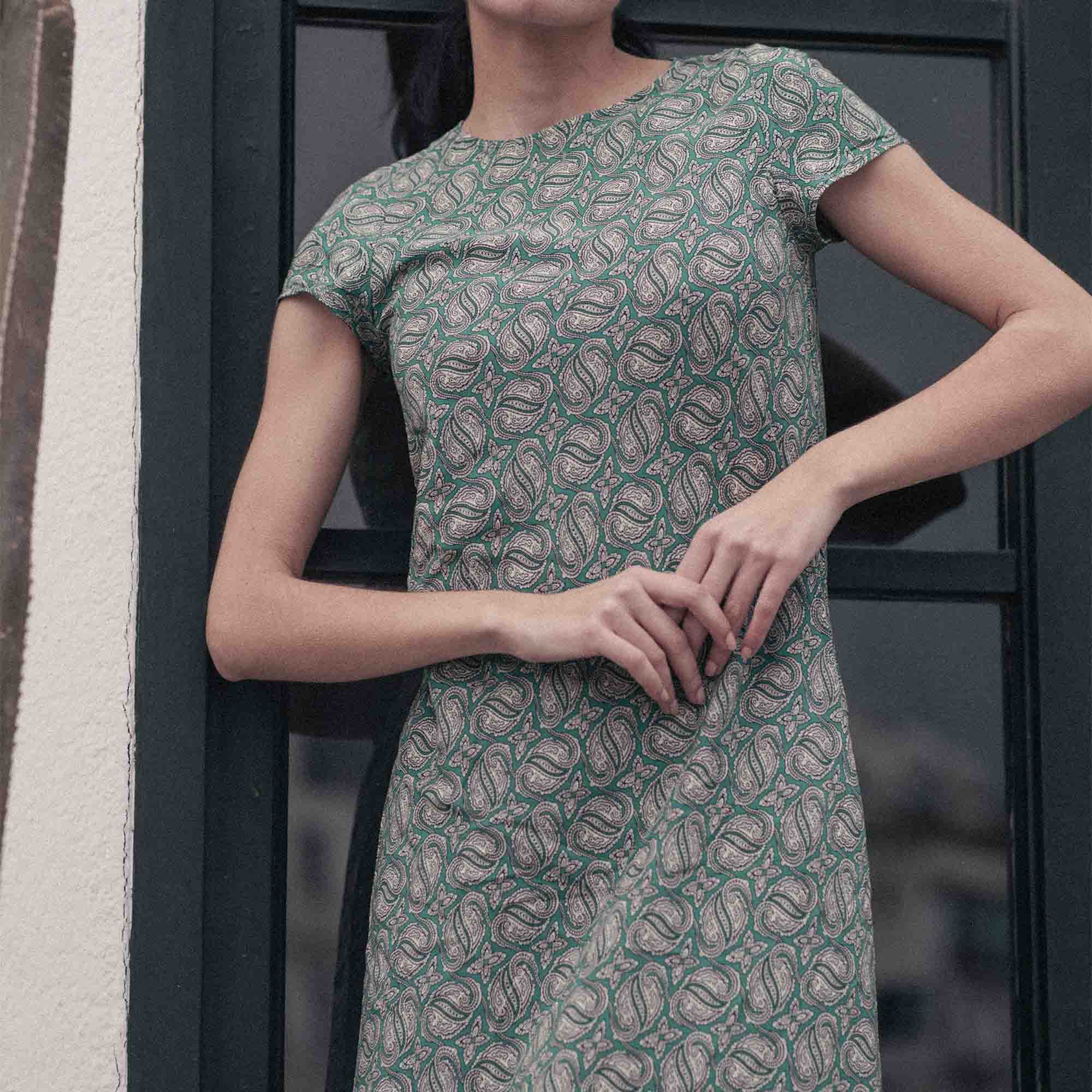 ROBE CORDELLES PAISLEY ANCIEN VERT JADE