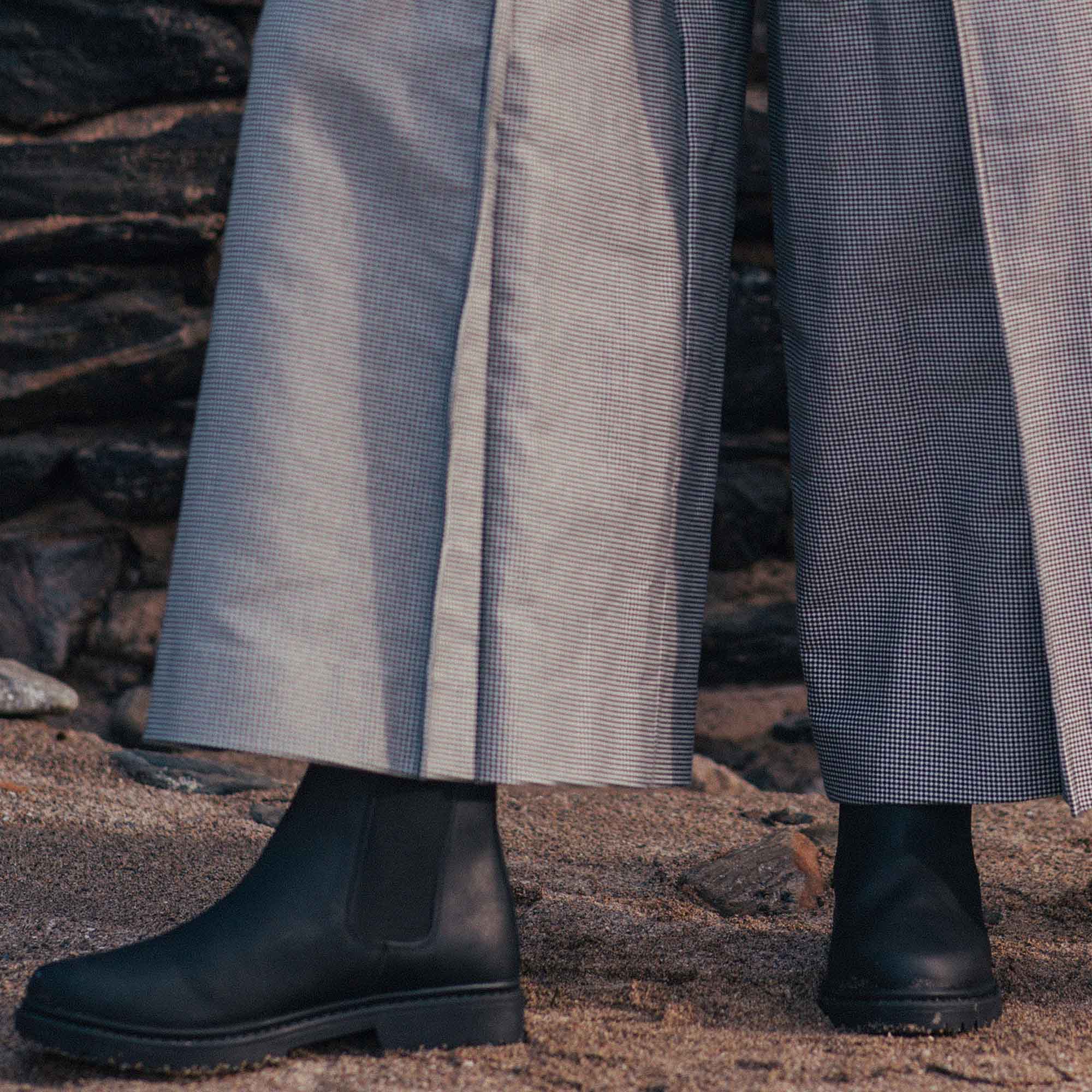 Brown leather hiking boots