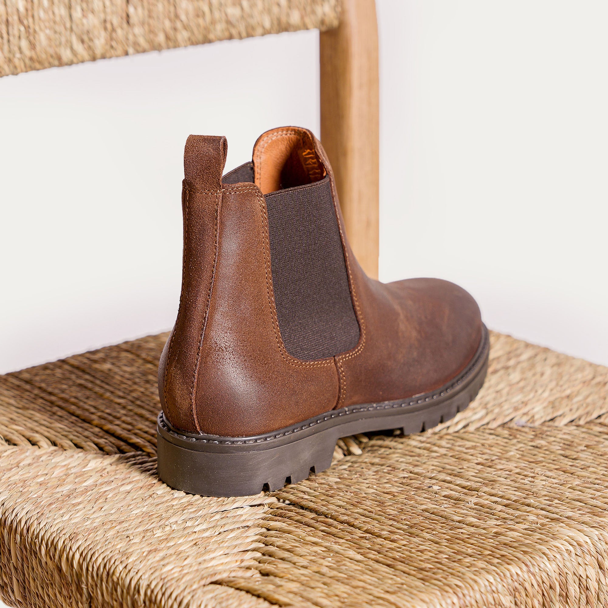Boots de randonnée en cuir marron