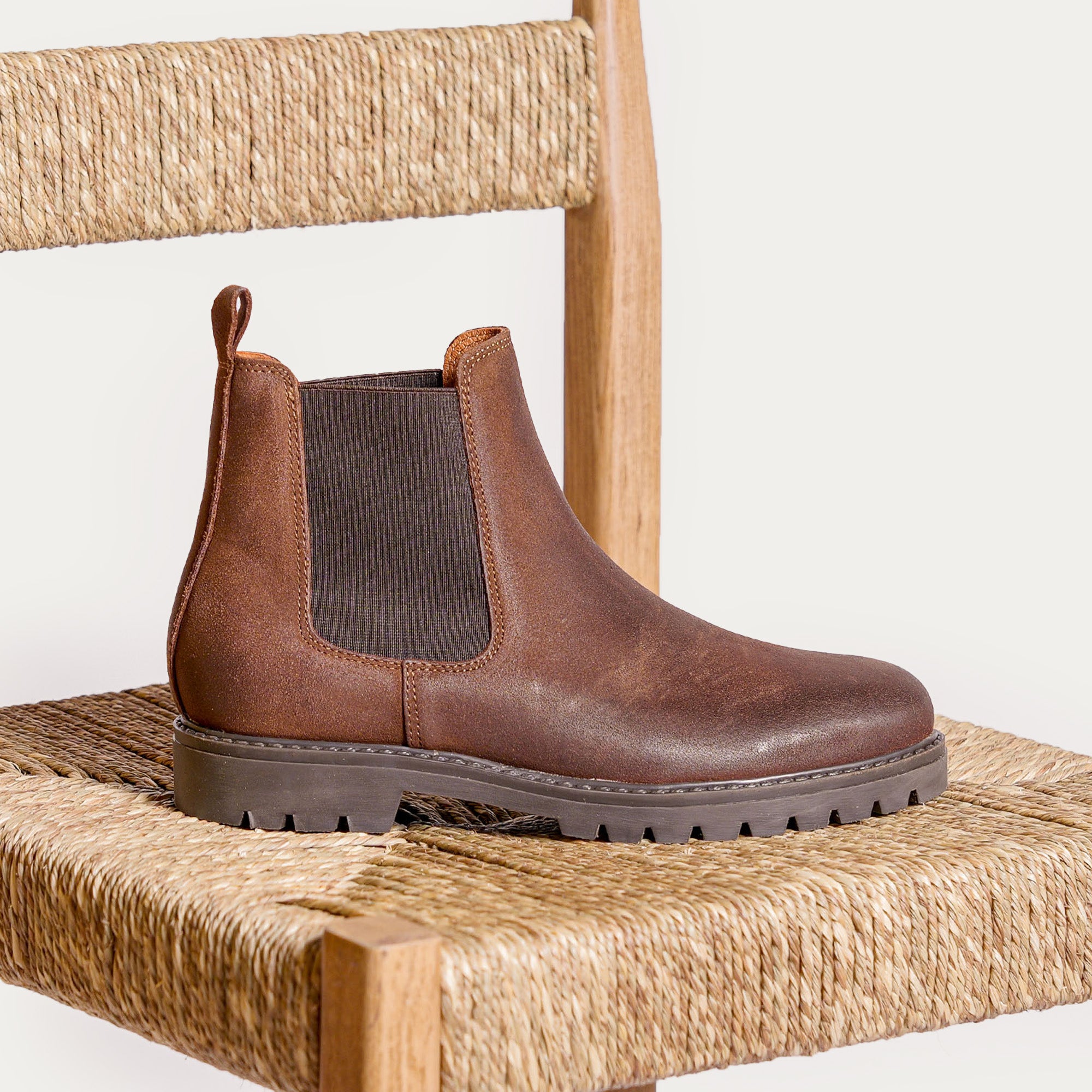 Boots de randonnée en cuir marron