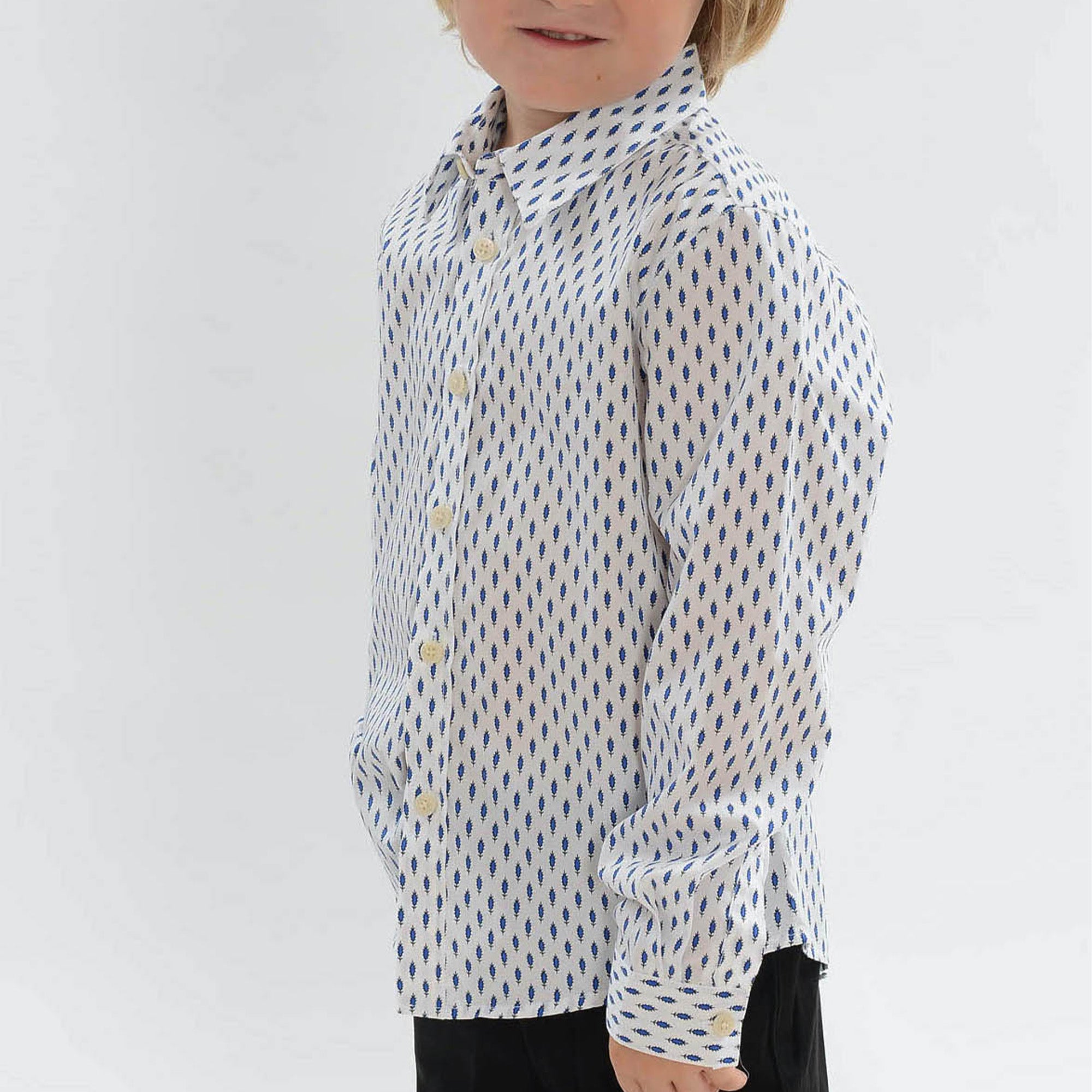 Chemise Gardian Enfant Plume Blanc/Bleu