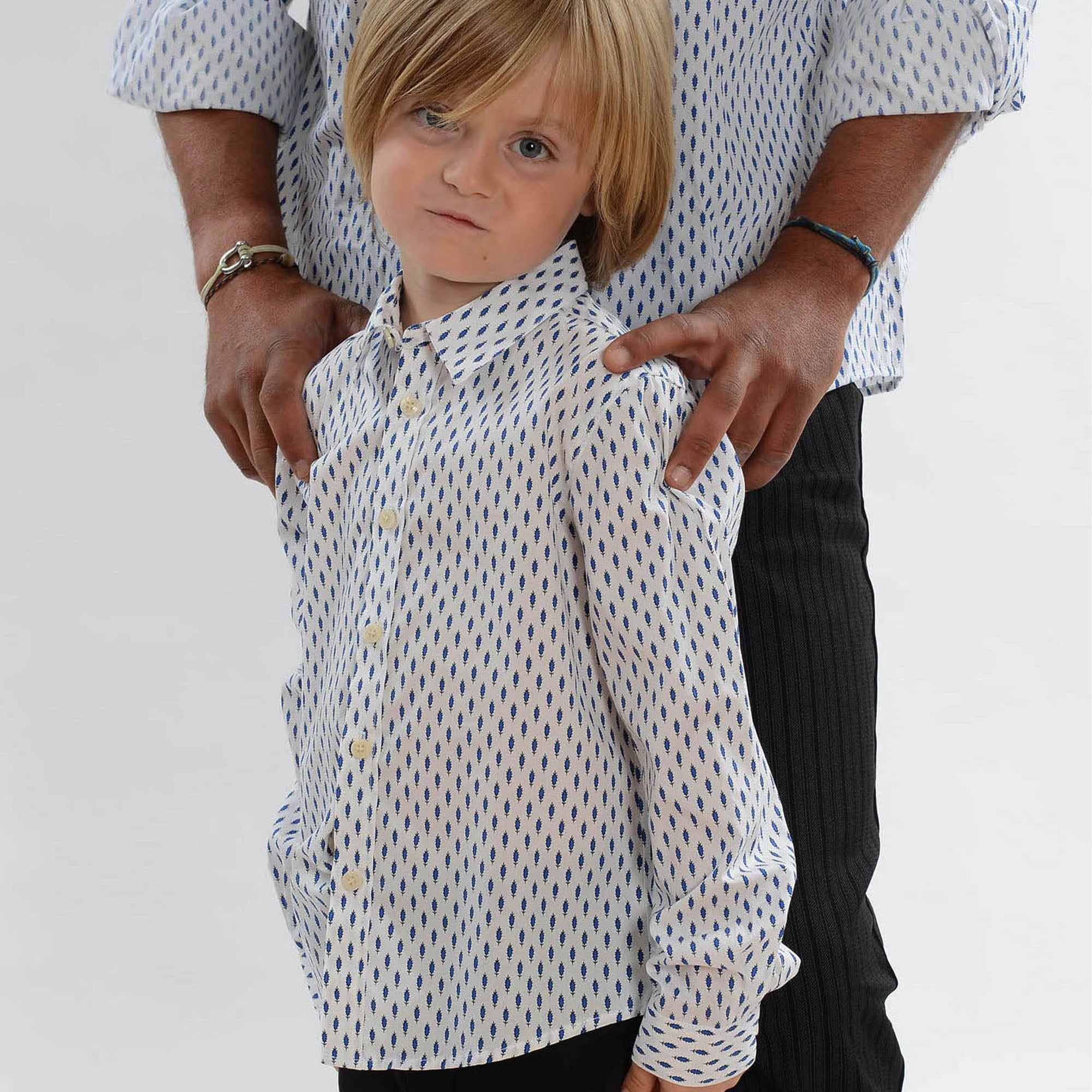 Chemise Gardian Enfant Plume Blanc/Bleu