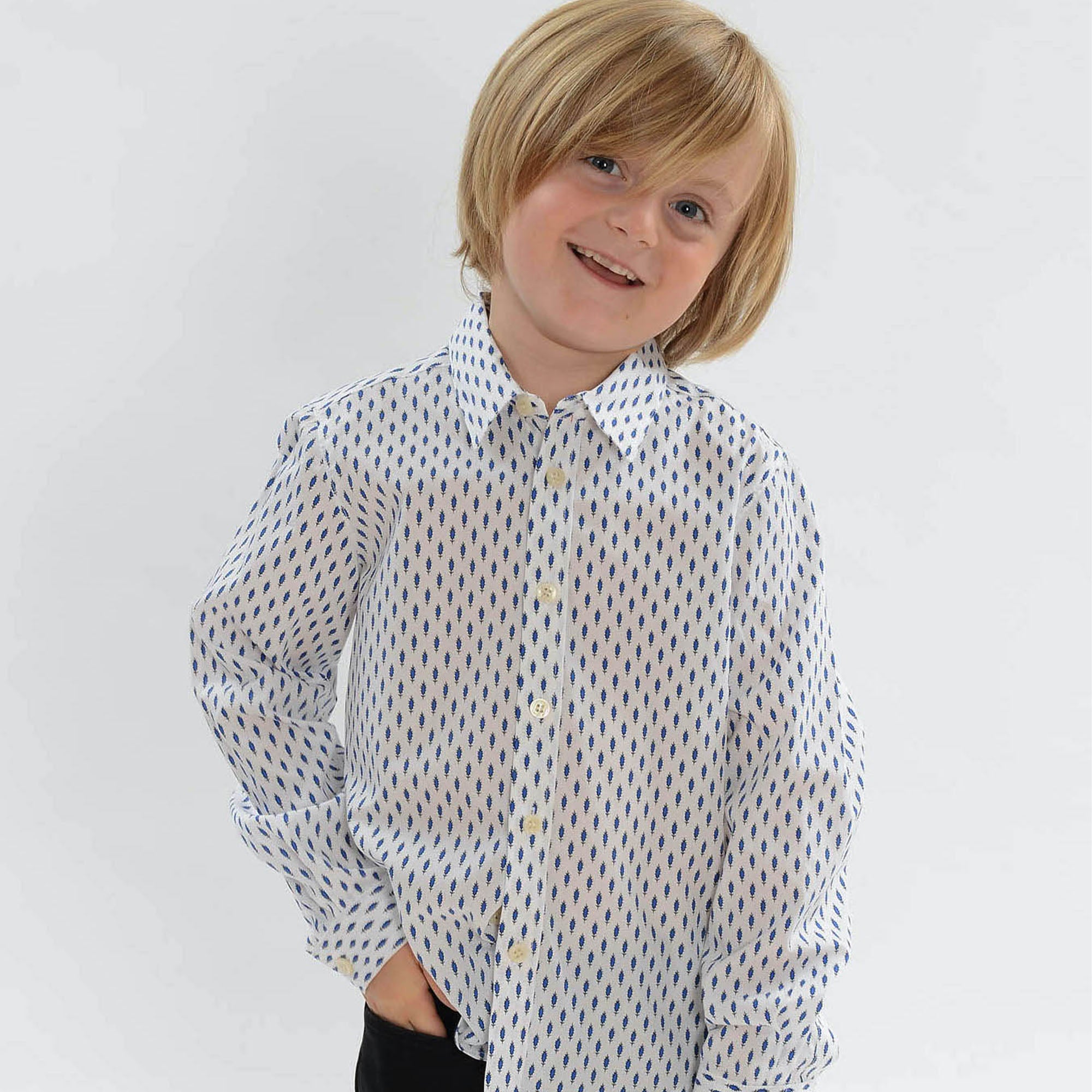 Chemise Gardian Enfant Plume Blanc/Bleu