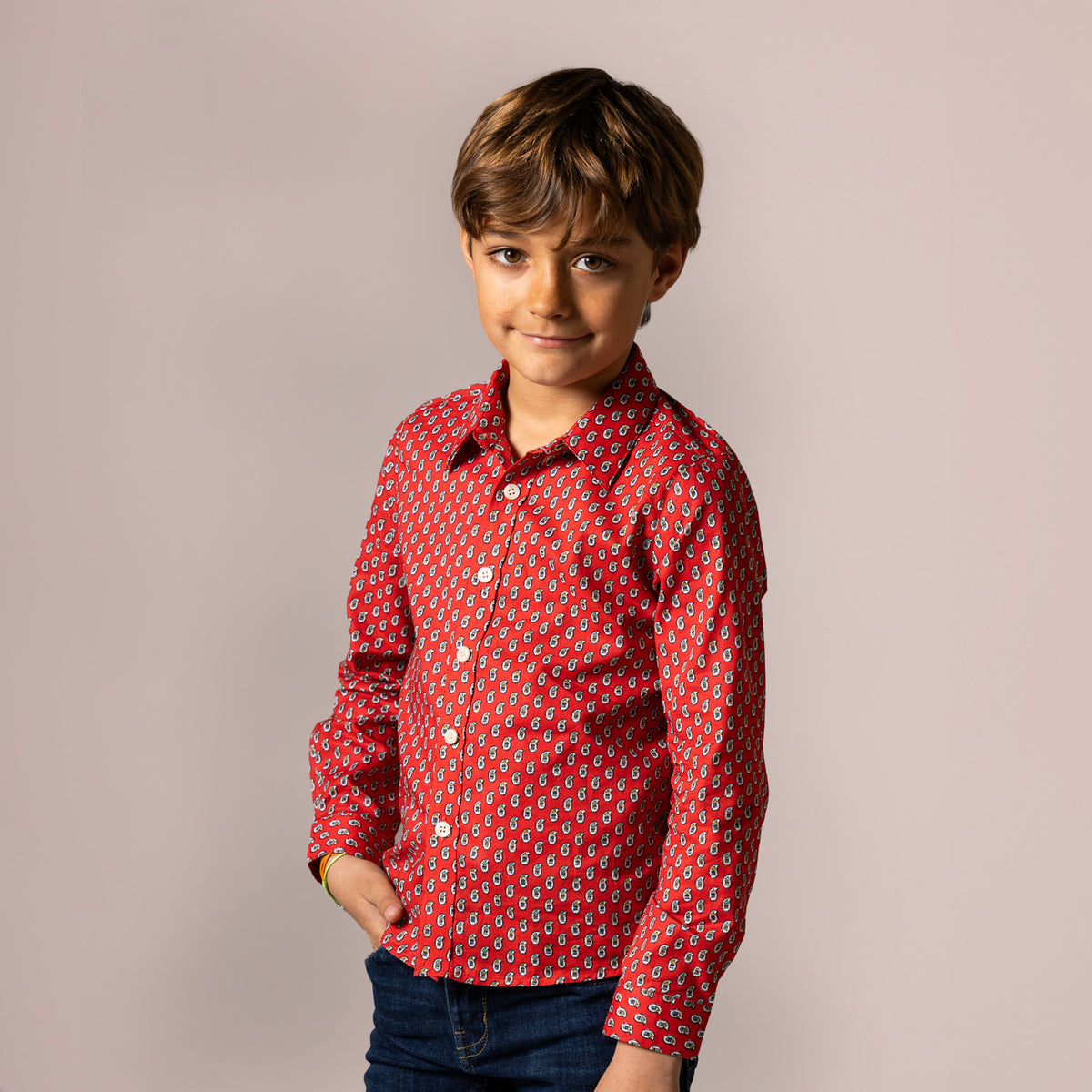 Chemise Enfant Garçon Gap - Taille L (10 Ans), Rouge, Manches Courtes Col V, Occasion Bon état