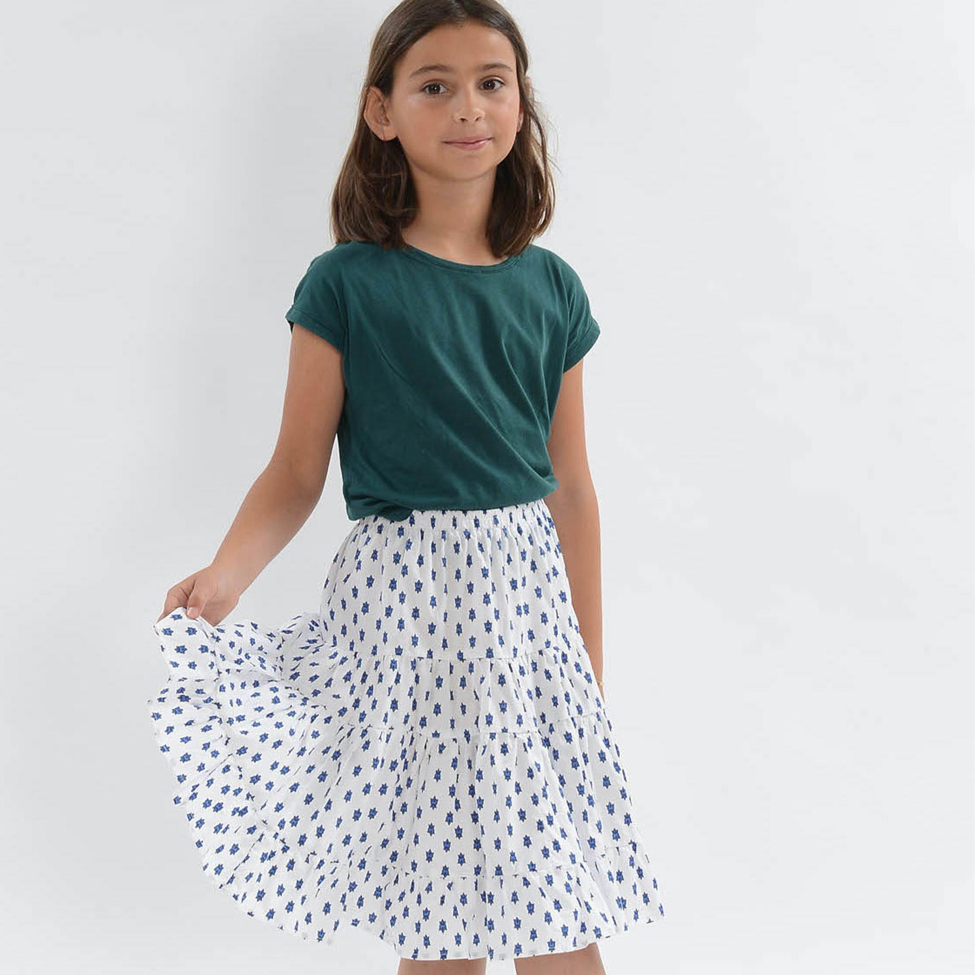 Jupe Arles Fillette Mosca Blanc Bleu
