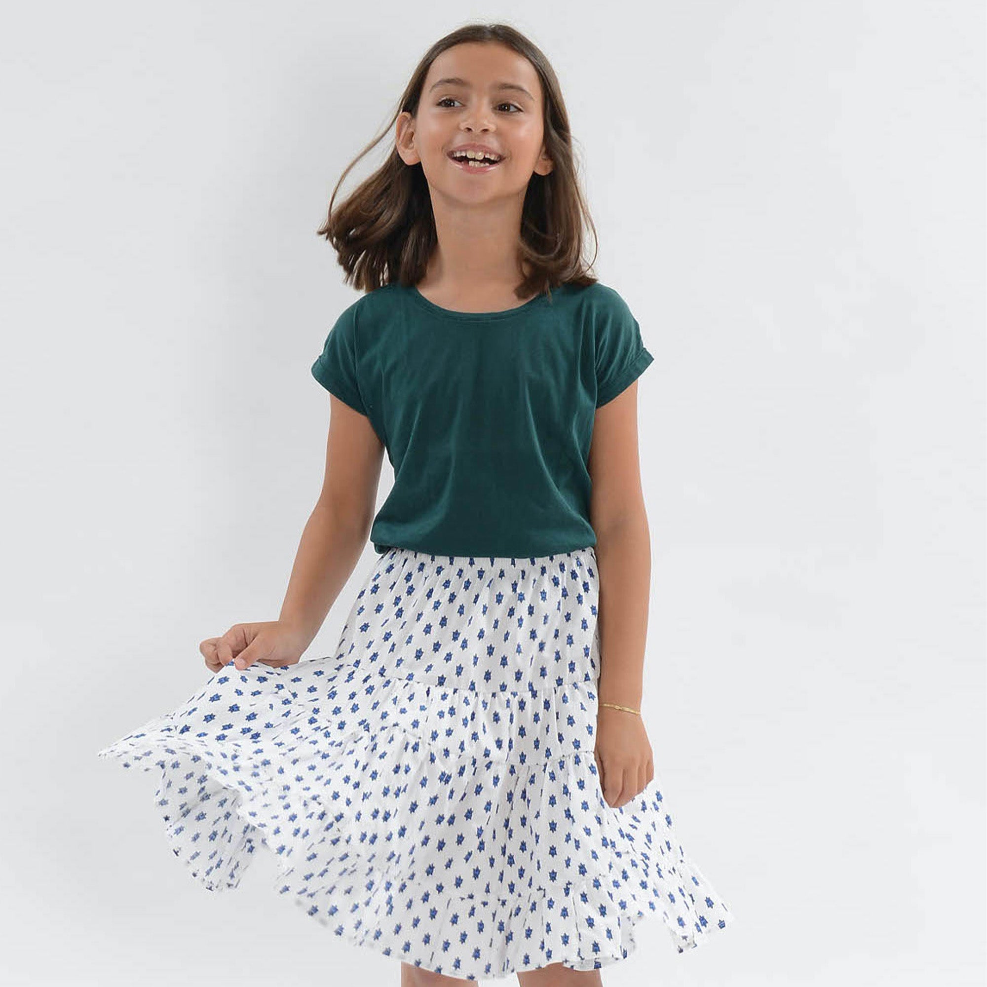 Jupe Arles Fillette Mosca Blanc Bleu