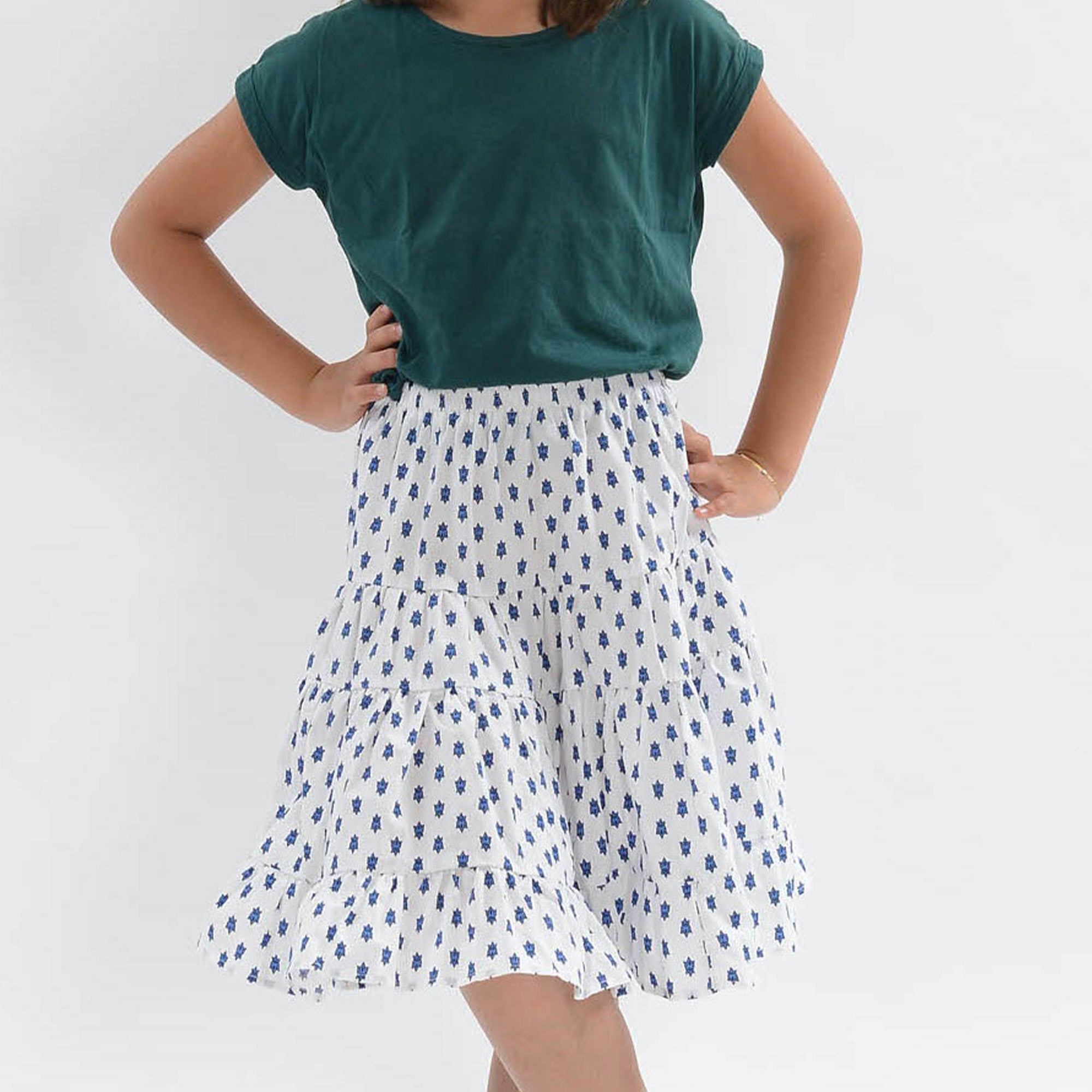 Jupe Arles Fillette Mosca Blanc Bleu