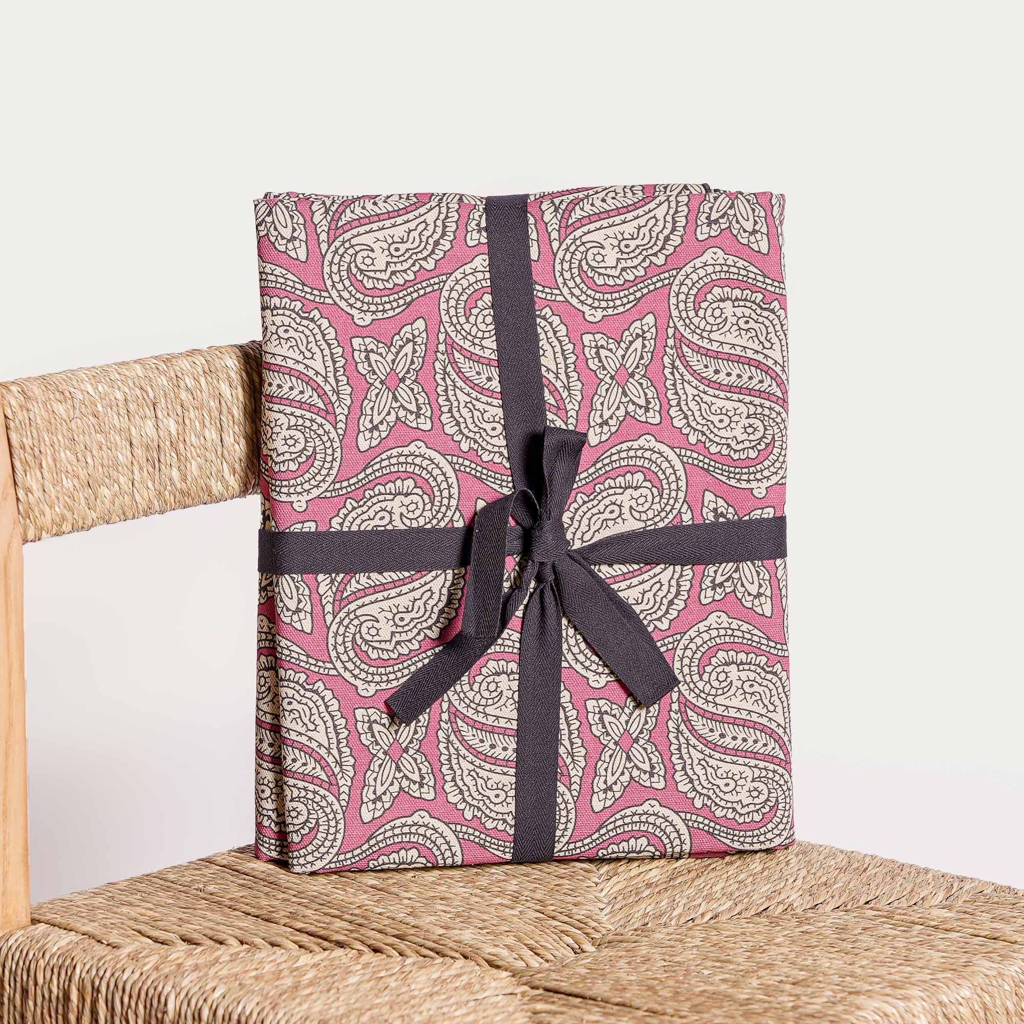 NAPPE LIN PAISLEY ANCIEN Rouge Impérial