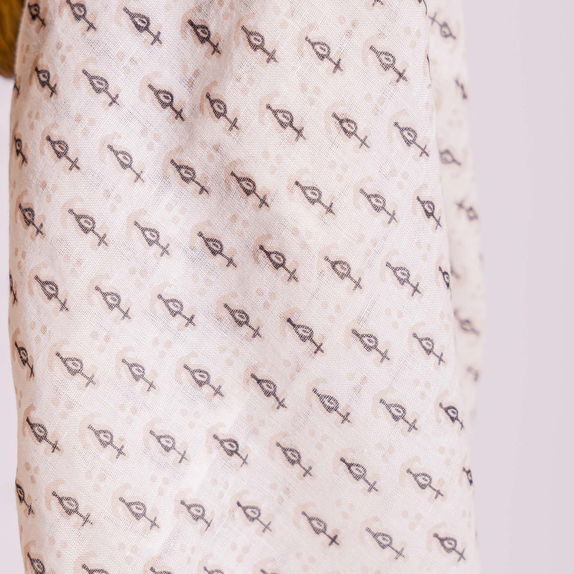 BANDANA VOILE CROSS White Cream
