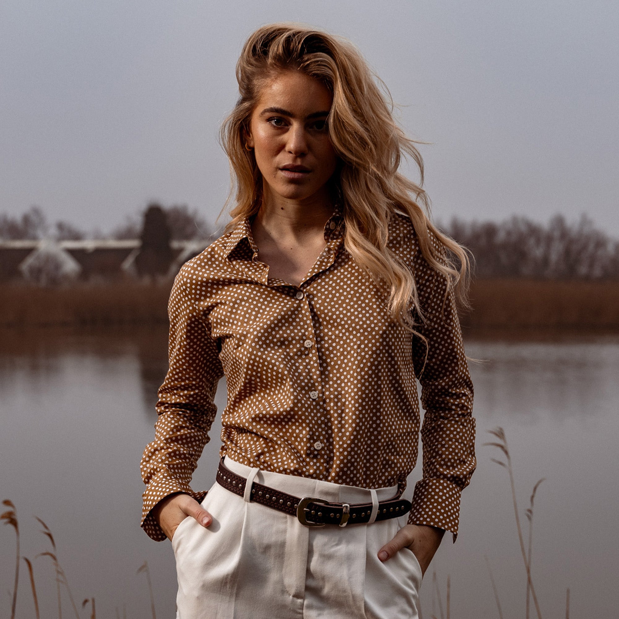 CHEMISIER CAMISO POIS GIPSY Tan