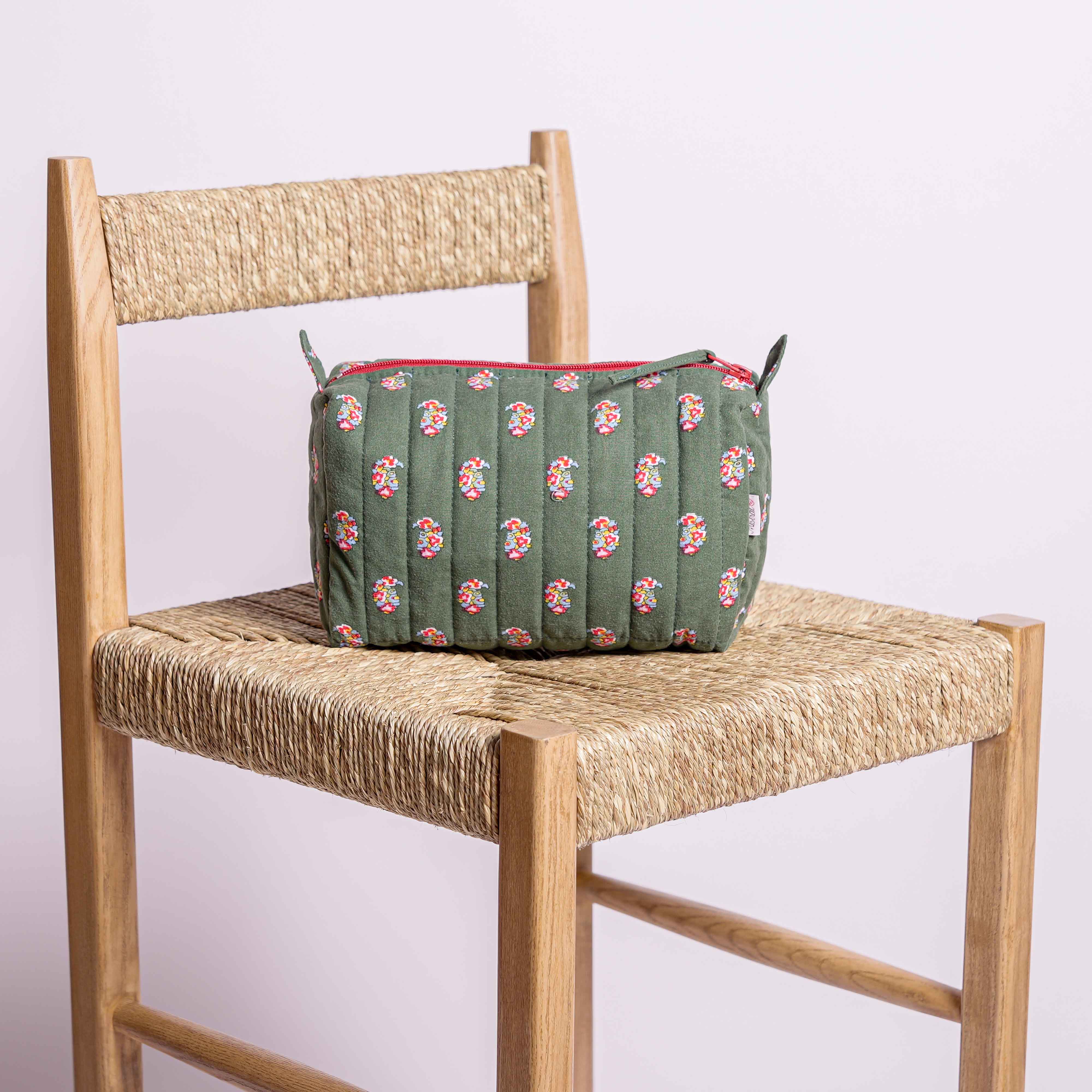 FARAMAN GREEN CALICO POUCH
