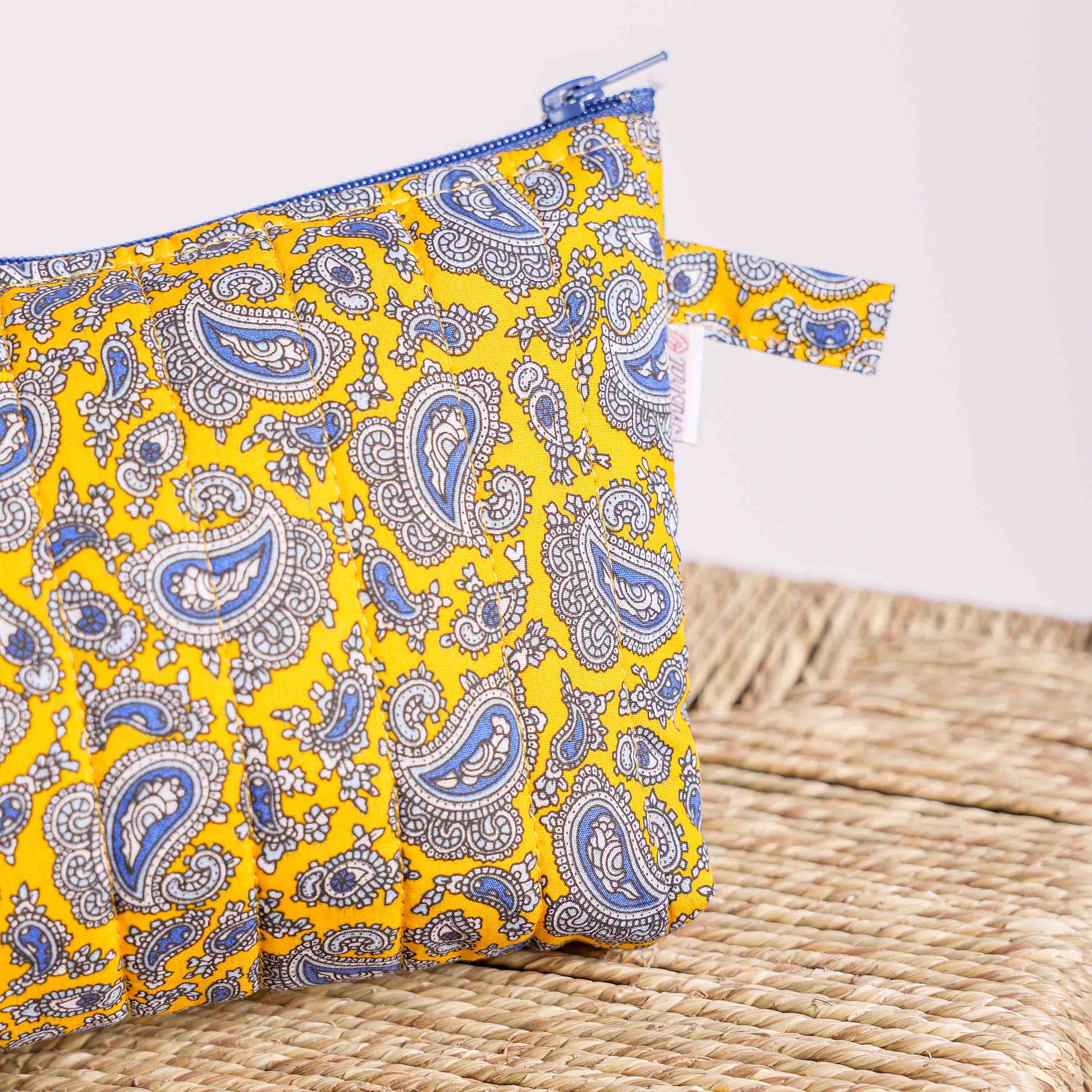 Pencil case Moustier medium size yellow paisley