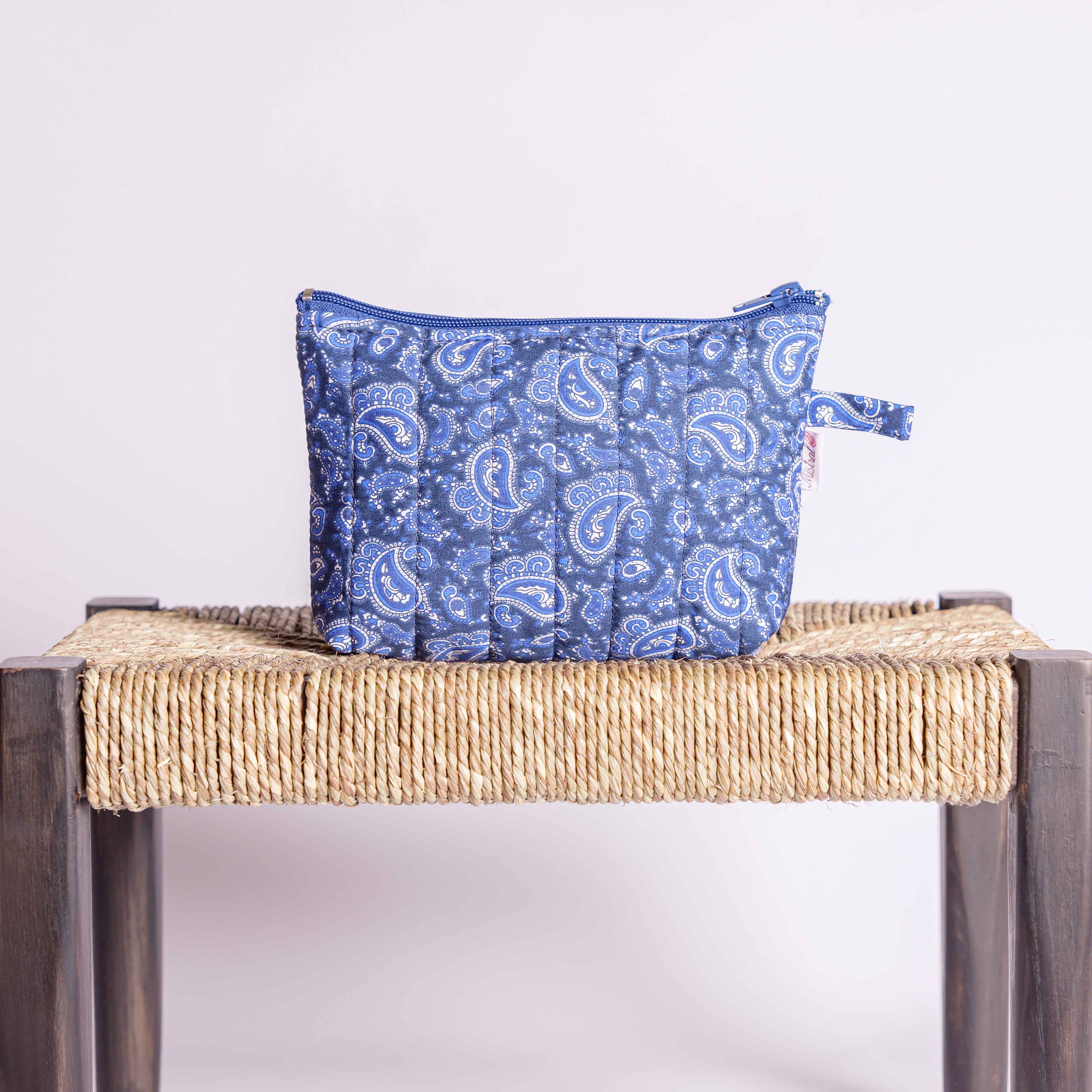 Trousse Moustier Cachemire indigo - petit format