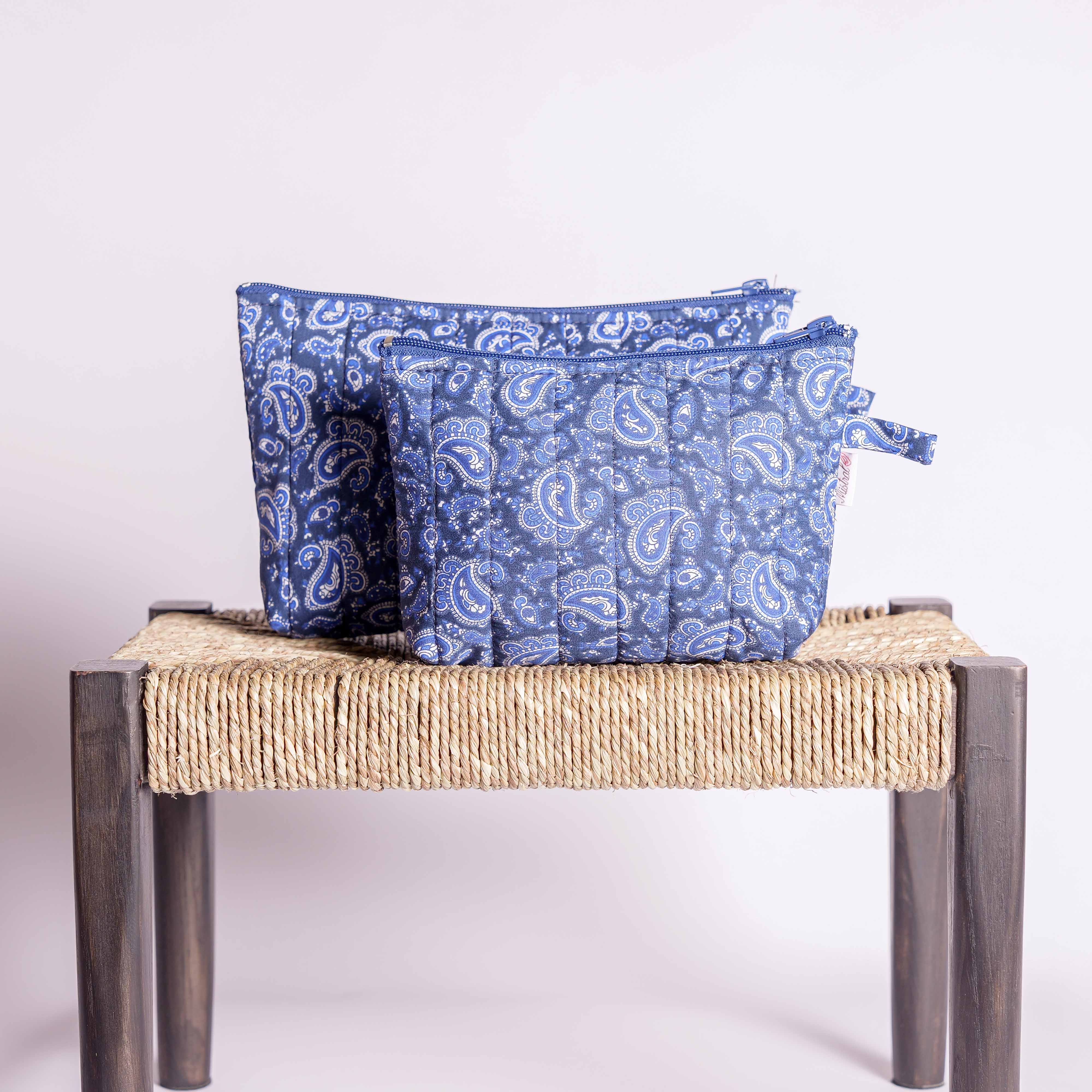 Trousse Moustier Cachemire indigo - petit format