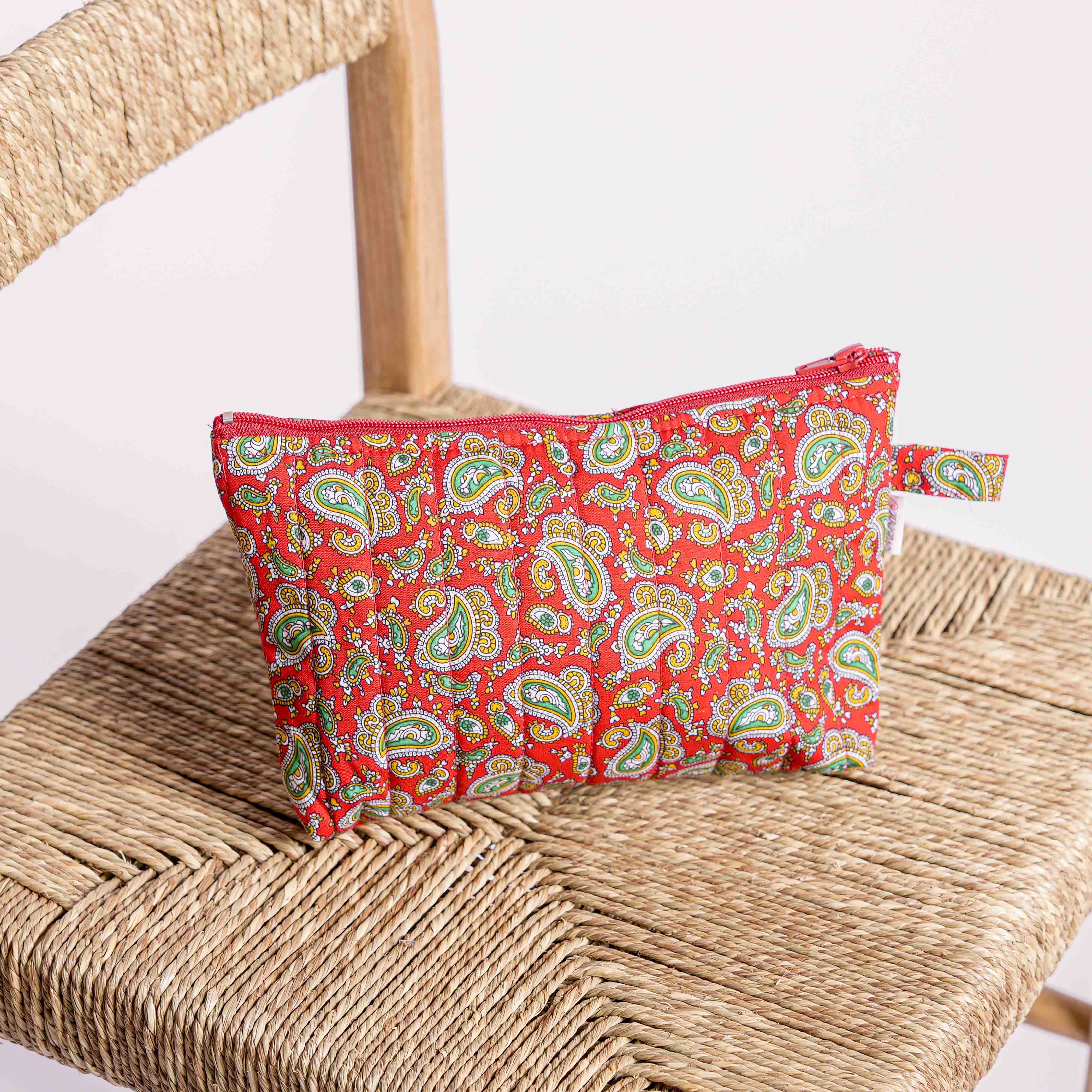 Trousse Moustier Cachemire rouge - Moyen format