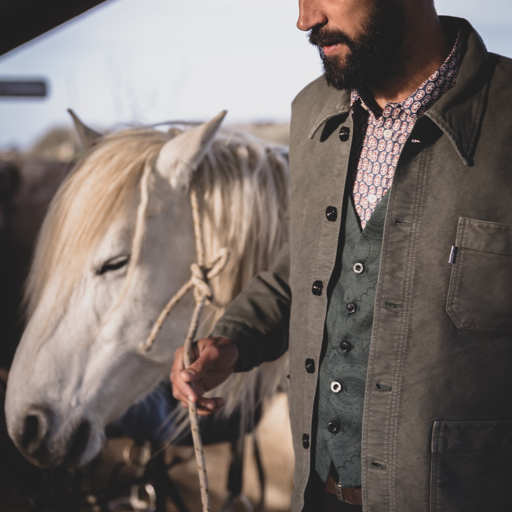 Veste Bourgeron Moleskine VERT SAUGE Unisexe