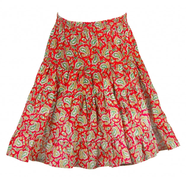 Jupe Arles Fillette Cachemire Fond Rouge