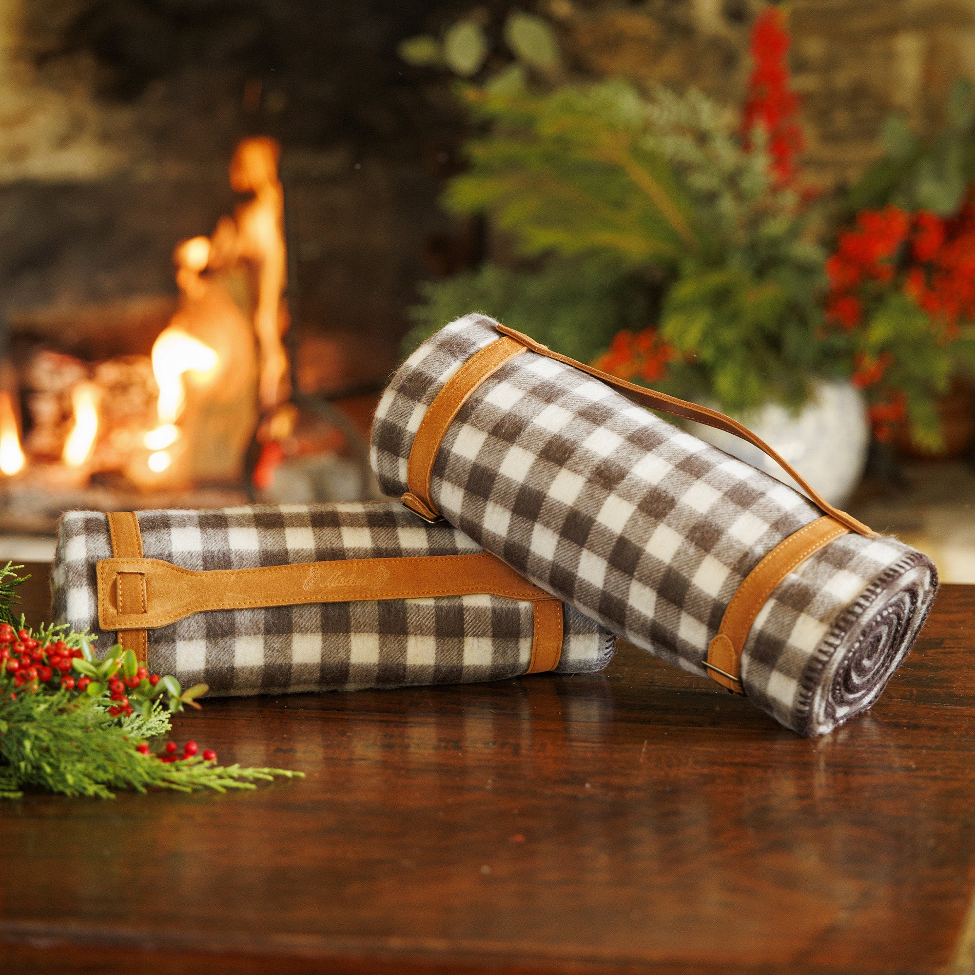 Plaid Laine Camargue Lanières Cuir