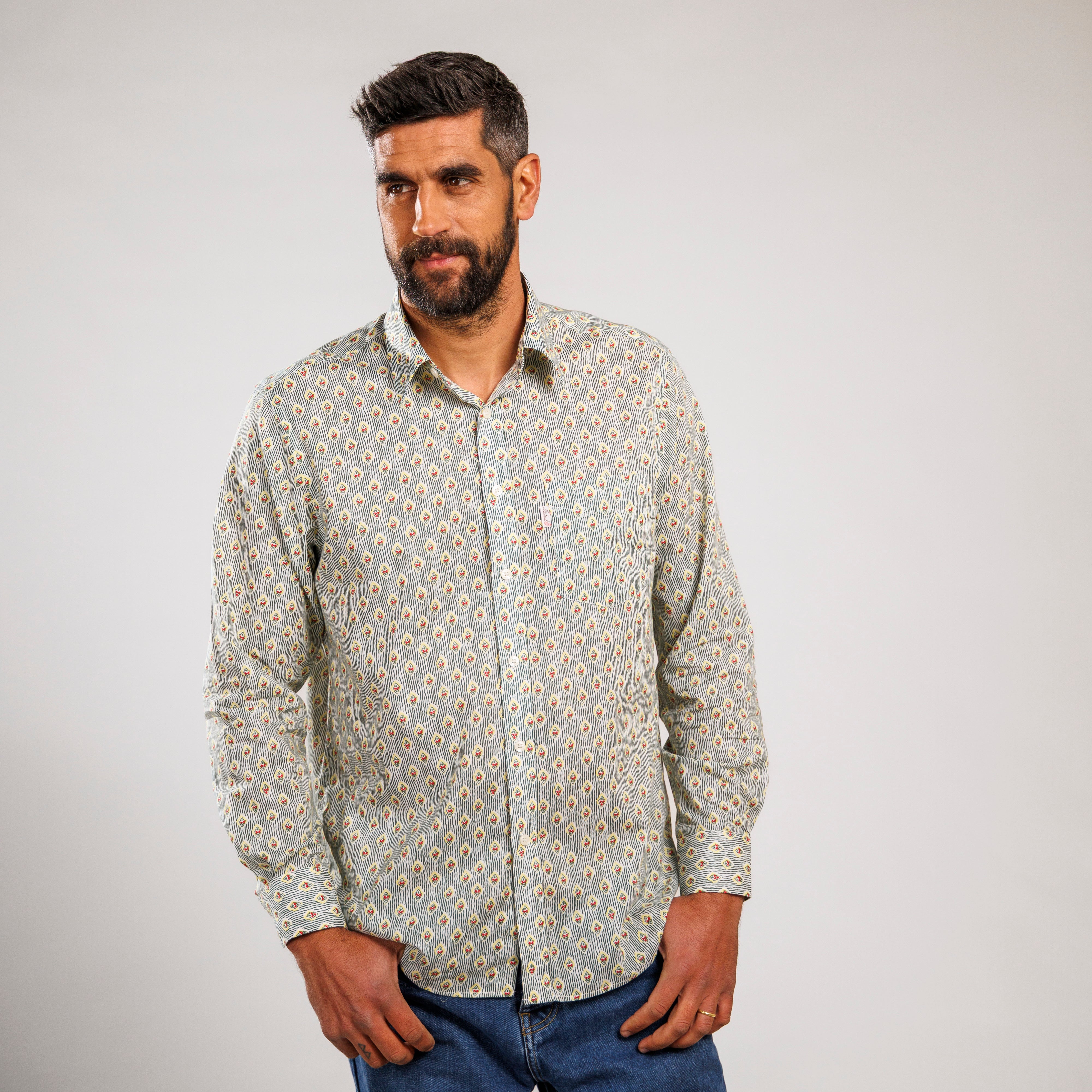 CHEMISE TRADITION CALISSON RAYE Olive