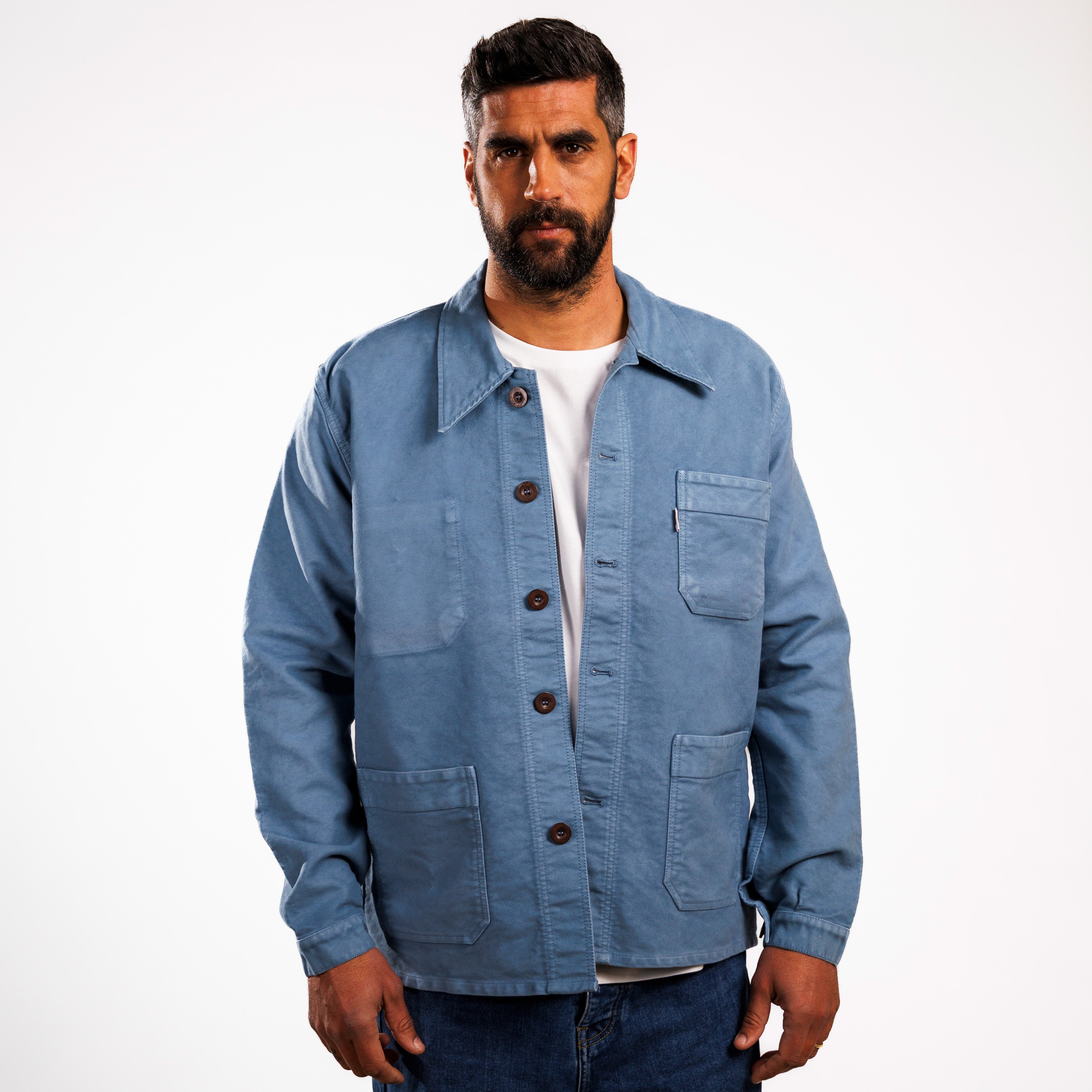 Veste Bourgeron Moleskine BLEU AVIATEUR UNISEXE