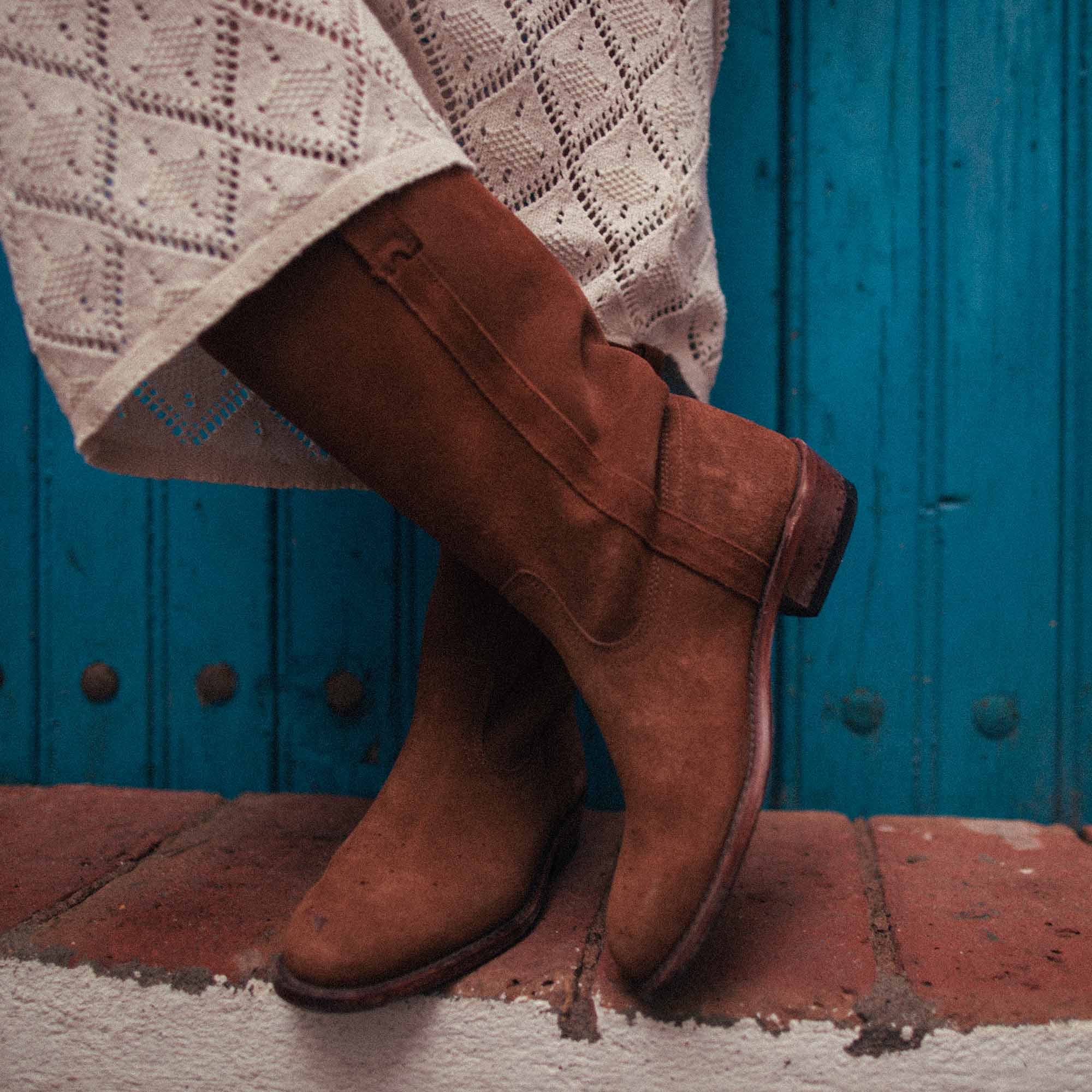 Camargue Boots Women Brown Suede Leather Tostado