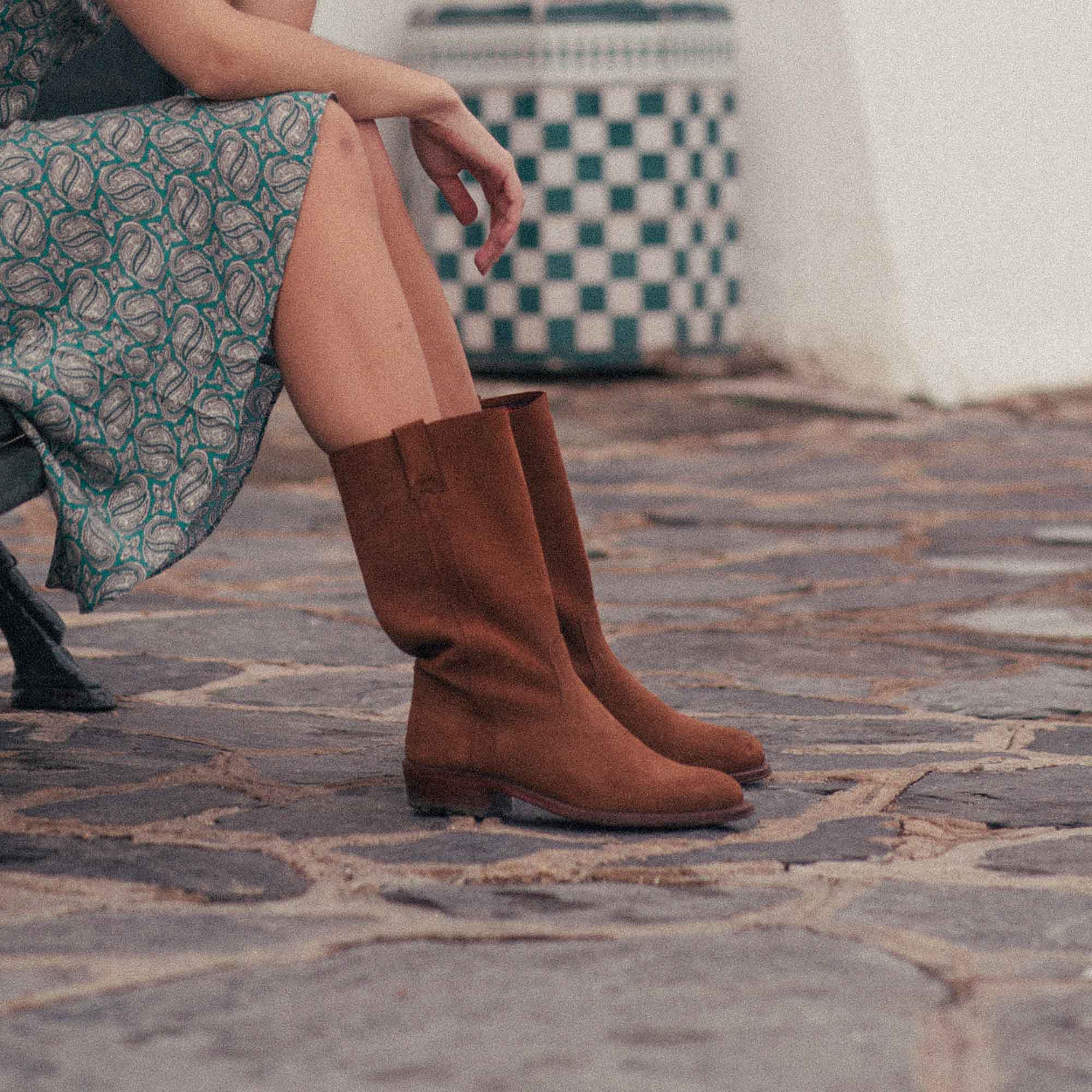 bottes velours marron