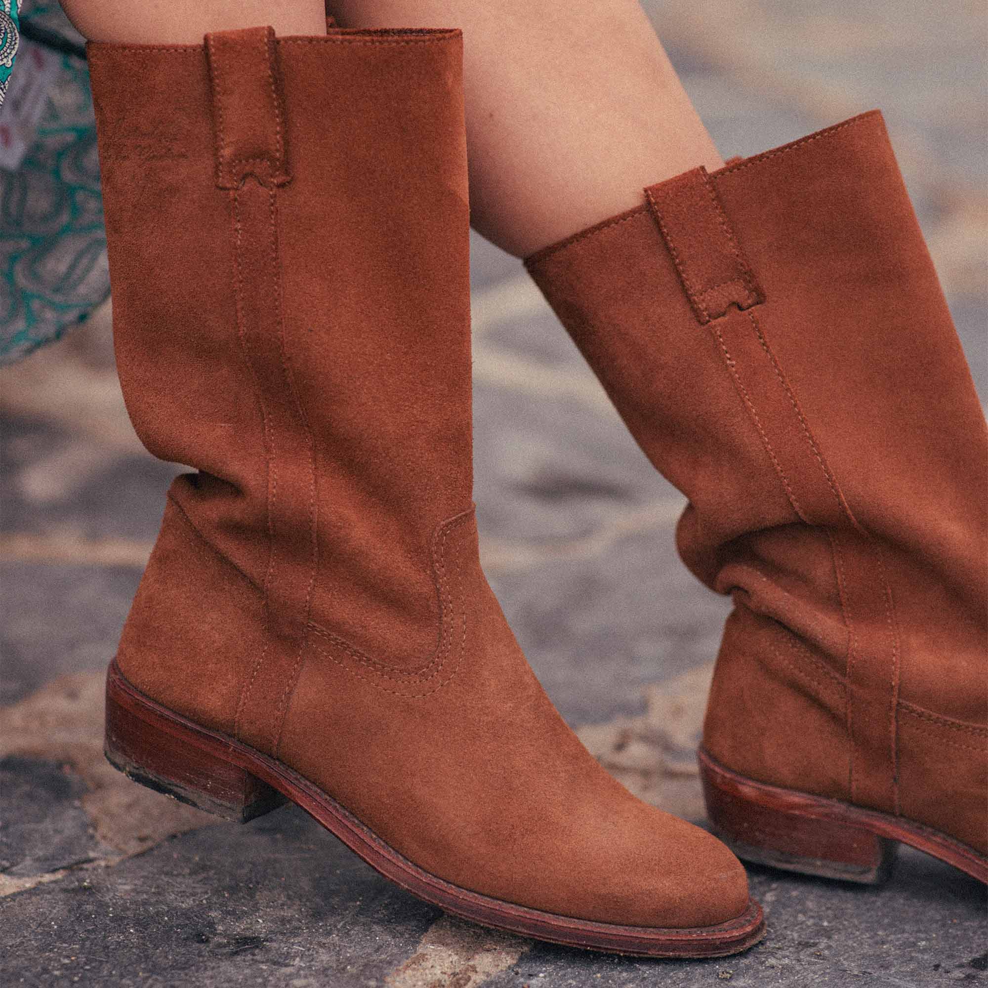 bottes velours marron