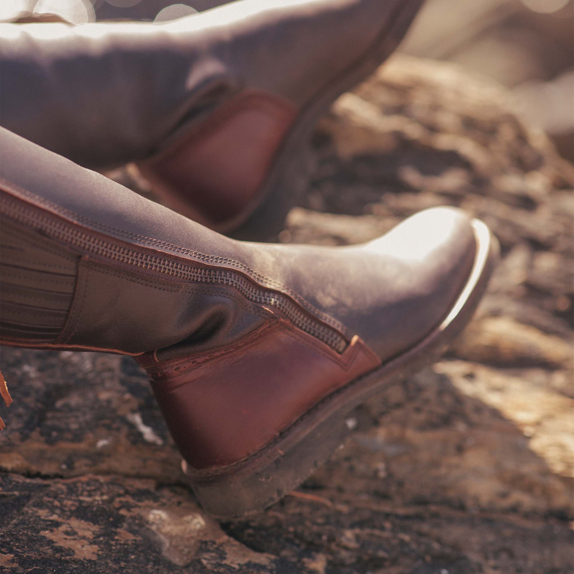 High brown elastic boot