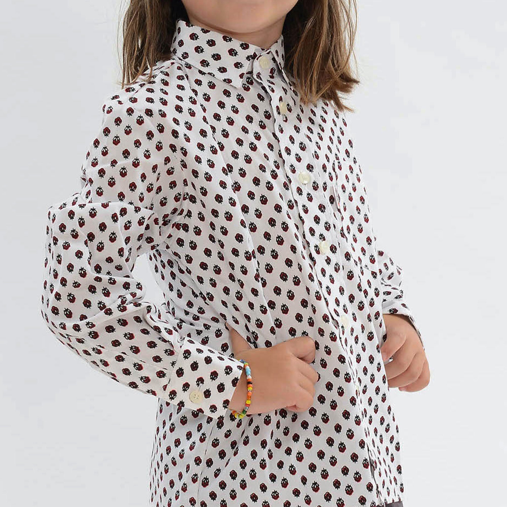 Chemise Gardian Enfant Salicorne Blanc Rouge
