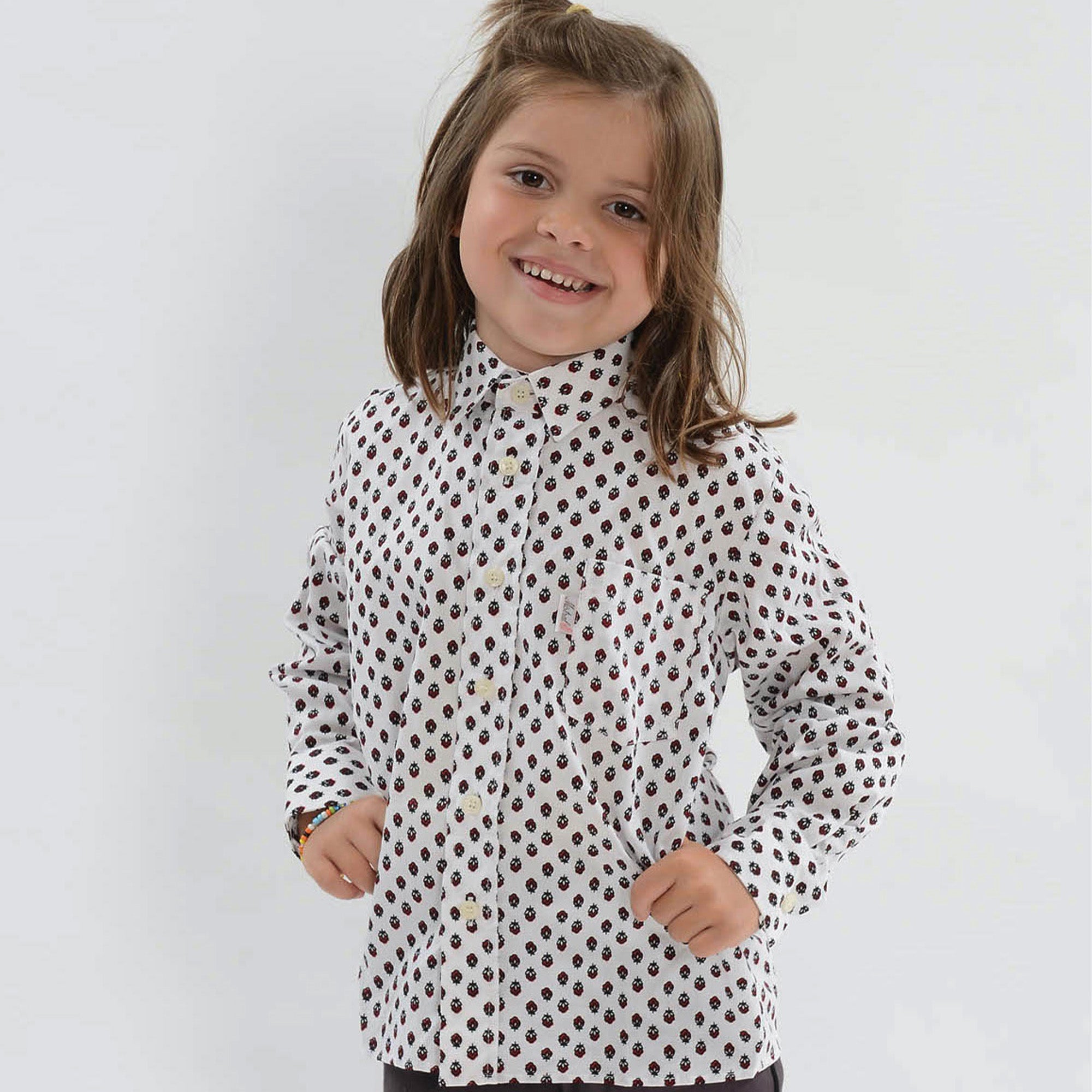Chemise Gardian Enfant Salicorne Blanc Rouge