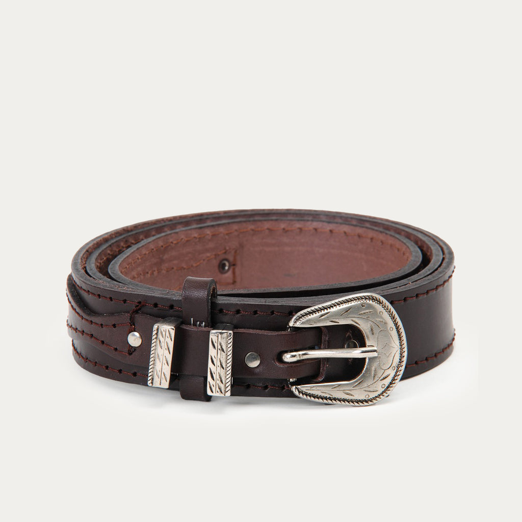 Ceinture cuir style western marron