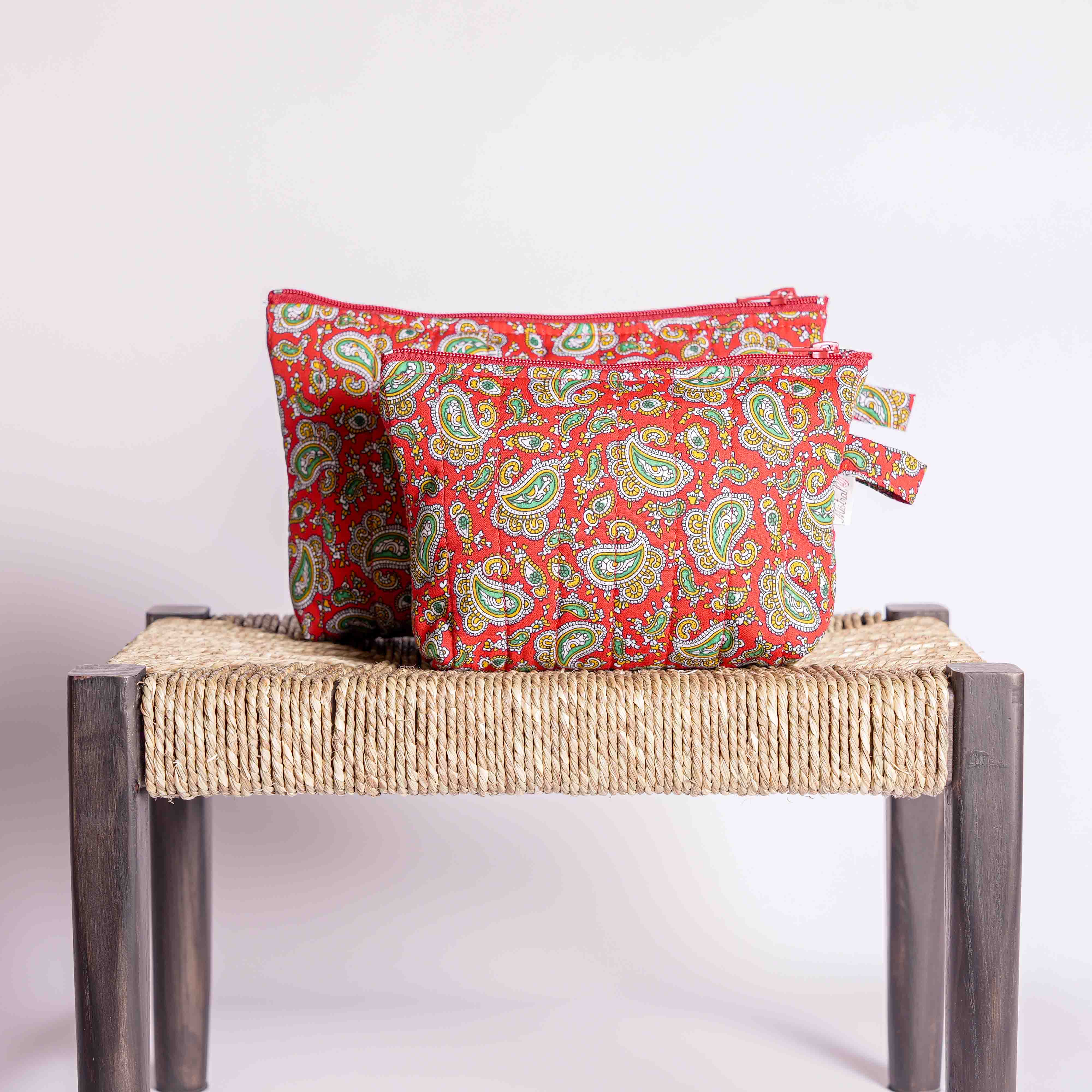 Trousse Moustier Cachemire rouge - Moyen format